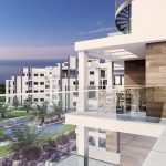 Artistieke impressie van balkonuitzicht op resort met zeezicht