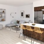 Open woonkamer met moderne inrichting en keuken