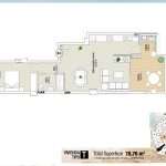 Plattegrond van appartement met meubelindeling