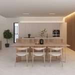 Keuken met houten centrale tafel