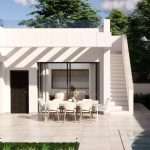 Moderne villa met buiten eetruimte en bomen