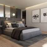 Slaapkamer met donker interieurontwerp