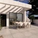 Terras met witte villa tuintafel en deuren