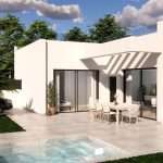 Villa met terras heldere lucht en bomen