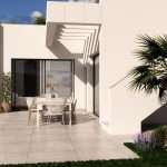 Witte villa met terras palmbomen en auto